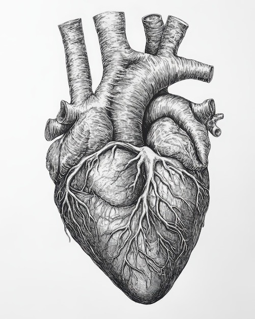 a black and white drawing of a heart with the word veins on it