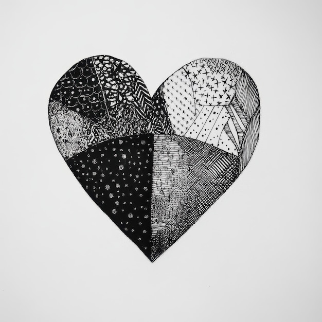 a black and white drawing of a heart with the words  heart  on it