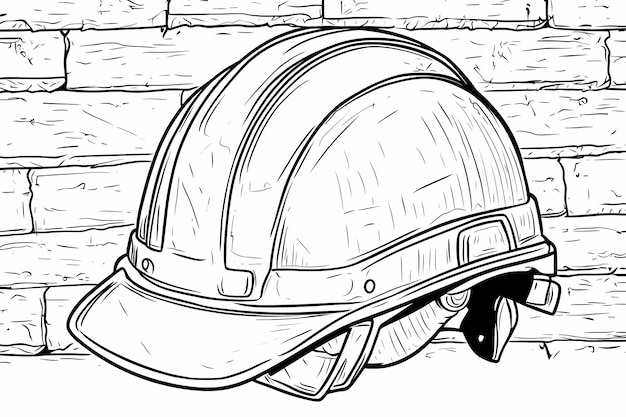 a black and white drawing of a helmet that has a white outline