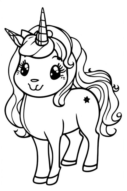 Photo a black and white drawing of a horse with a star on its tail