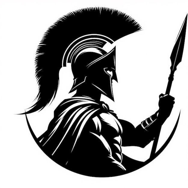 Photo a black and white drawing of a knight with a sword in his hand