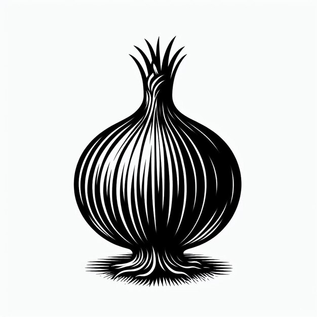 Photo a black and white drawing of a large onion