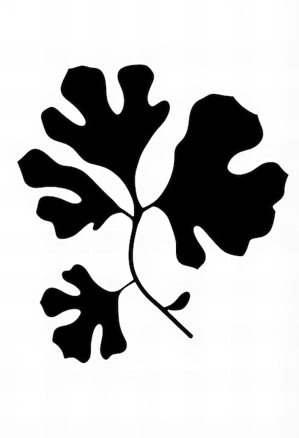 Photo a black and white drawing of a leaf with a leaf on it