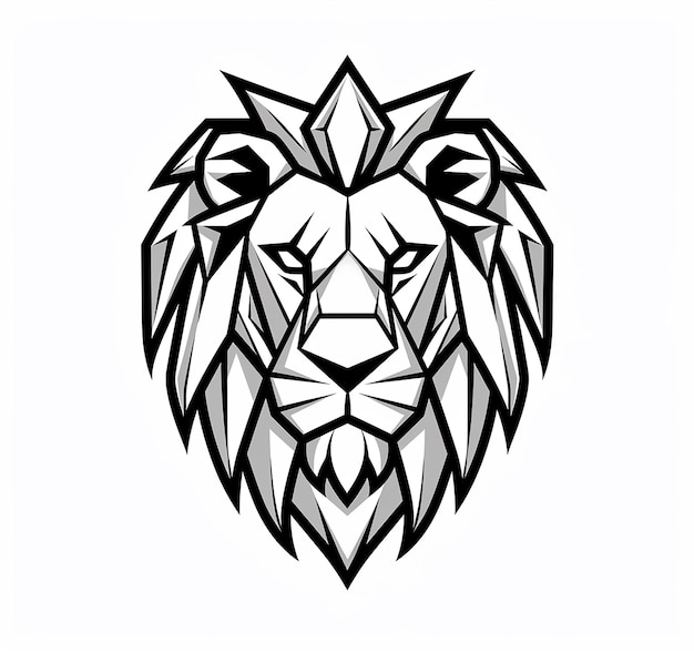 Photo a black and white drawing of a lion head with a pattern on it