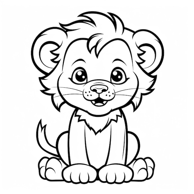 a black and white drawing of a lion sitting down generative ai