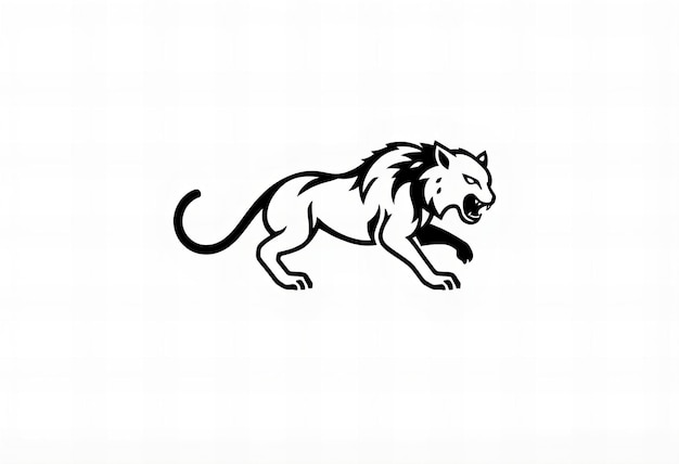 Photo a black and white drawing of a lion with a lion on it