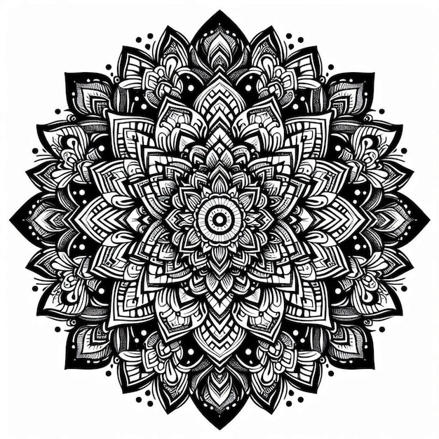 Photo a black and white drawing of a mandala with a design that says quot mandalas quot