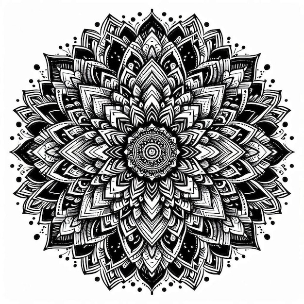 Photo a black and white drawing of a mandala with a design that says quot mandalas quot