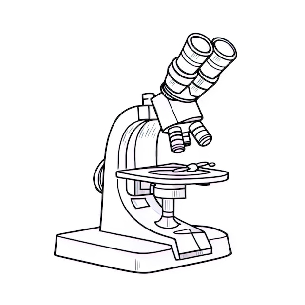 Photo a black and white drawing of a microscope with a picture of a microscope