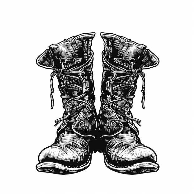 Photo a black and white drawing of a pair of boots with the word quot s quot on it