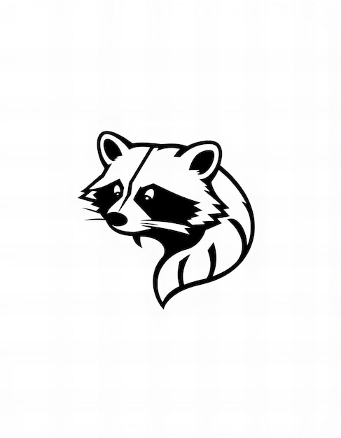 Photo a black and white drawing of a raccoon