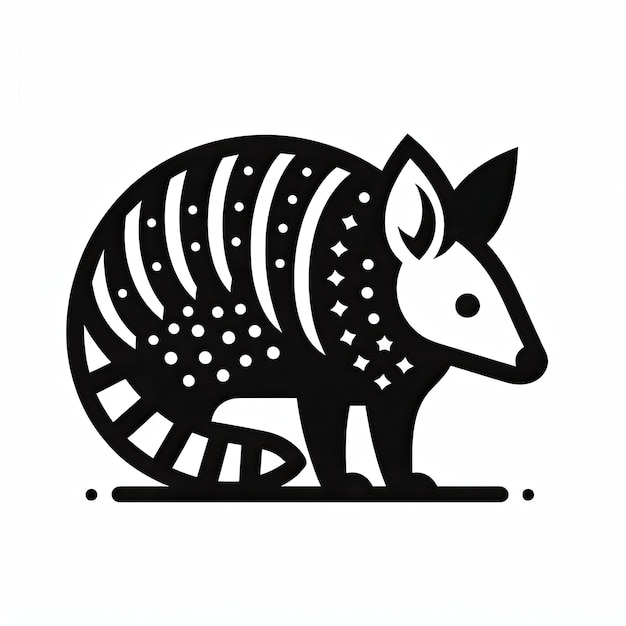 Photo a black and white drawing of a rhinoceros with a pattern on it