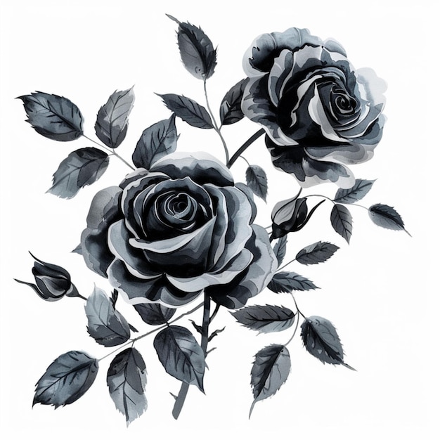 a black and white drawing of a rose with the words  roses  on it