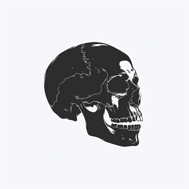 Photo a black and white drawing of a skull with a skull on it