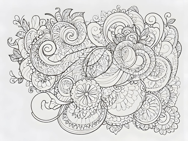 Photo a black and white drawing of a spiral