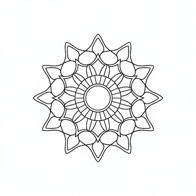 Photo a black and white drawing of a sun and a flower