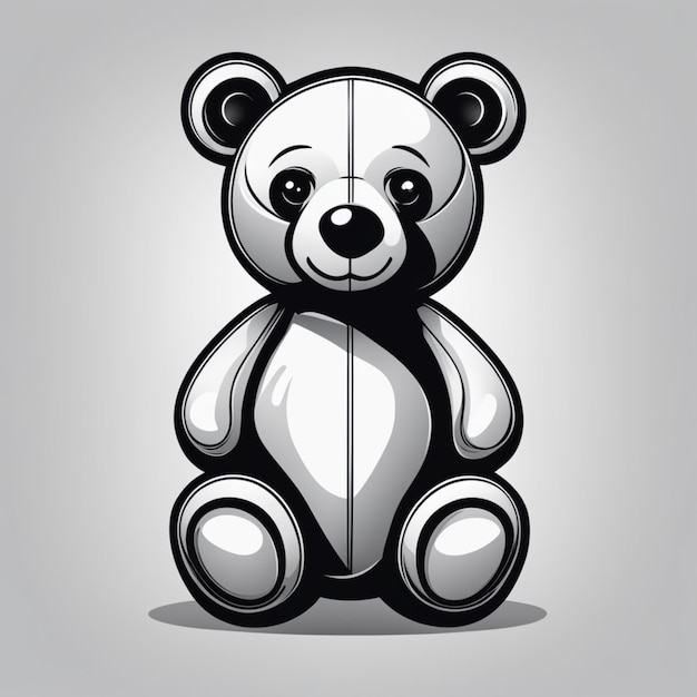 a black and white drawing of a teddy bear with a knife in the middle