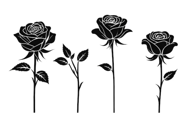 Photo a black and white drawing of three roses