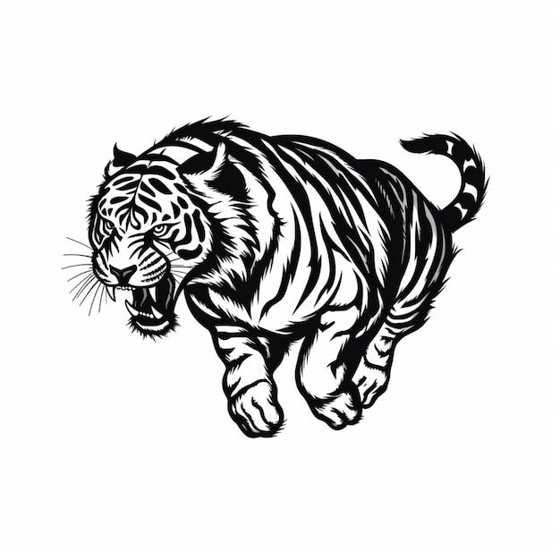 A black and white drawing of a tiger running generative ai