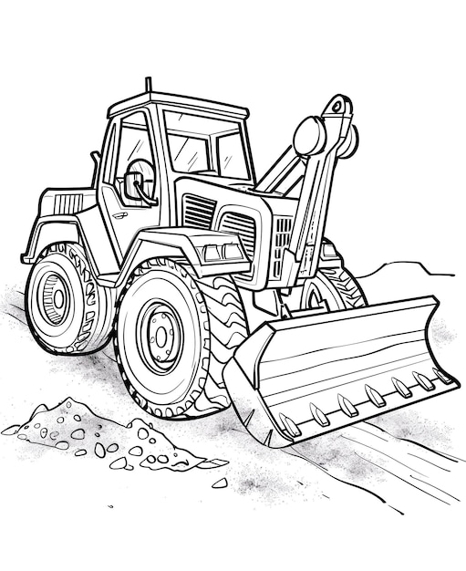 Photo a black and white drawing of a tractor with a black and white drawing of a tractor