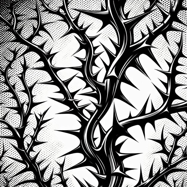 Photo a black and white drawing of a tree with a black background