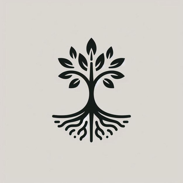 a black and white drawing of a tree with a leaf on it