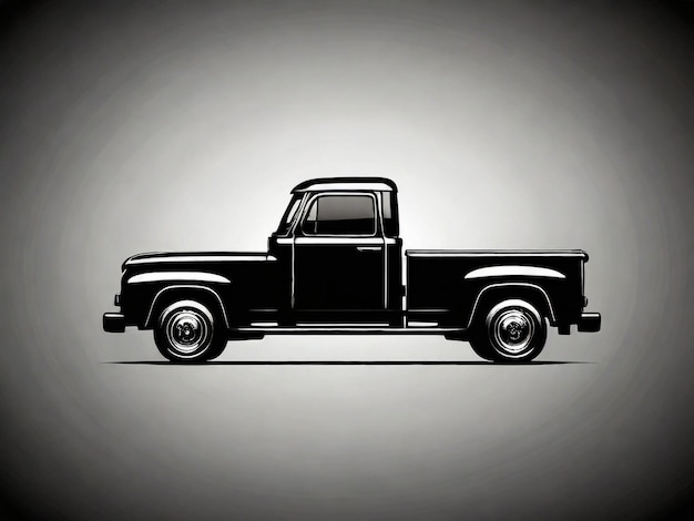 a black and white drawing of a truck with the door open