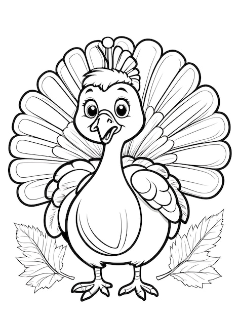 a black and white drawing of a turkey with a turkey on it