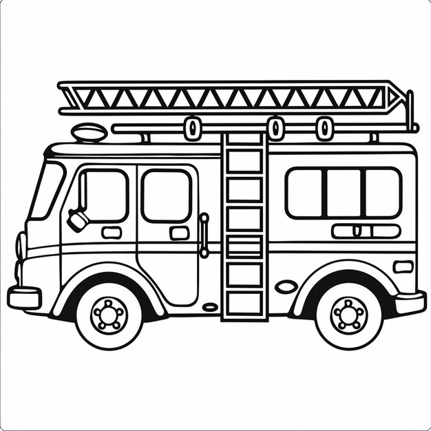 Photo a black and white drawing of a van with the word  ladder  on the top