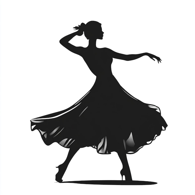 Photo a black and white drawing of a woman dancing in a dress