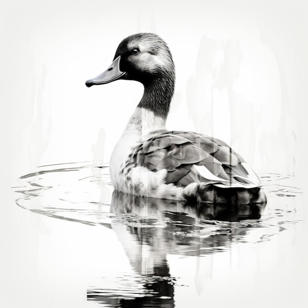 Photo black white duck minimalist stroke masterpiece