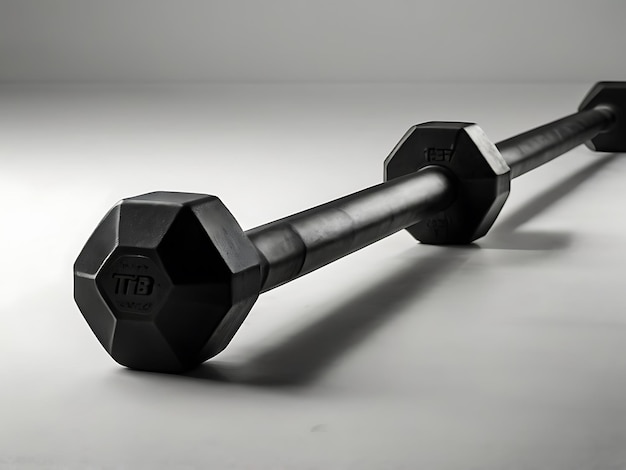 Photo a black and white dumbbell is being held up against a white background