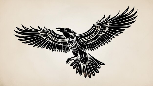 black and white eagle flying vector