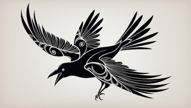 black and white eagle flying vector