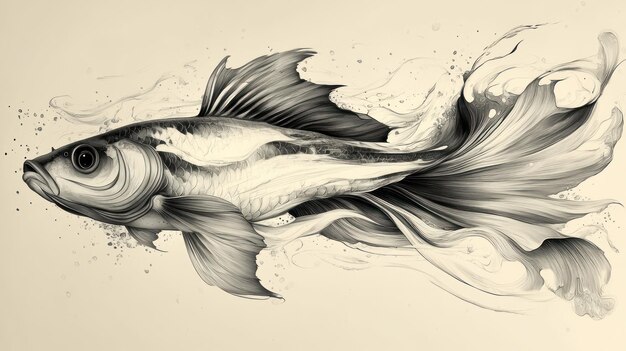 Black and White Fish Illustration