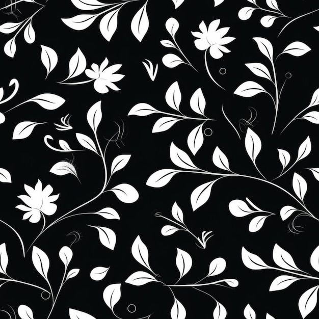 a black and white floral background with white flowers generative ai