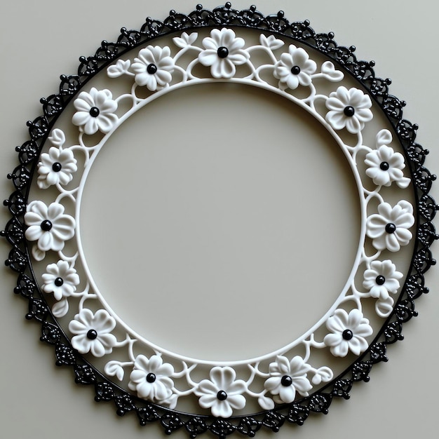 Black and White Floral Frame