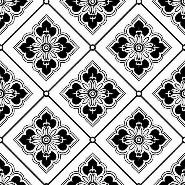 Photo black and white floral pattern