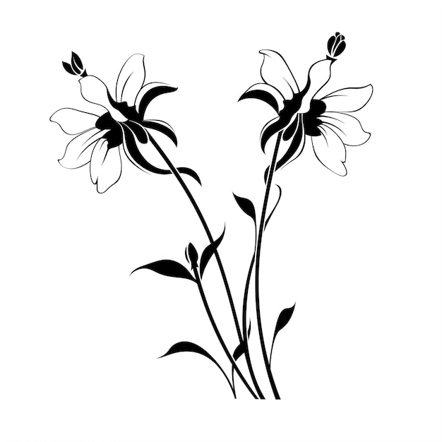 Black and White Flower Silhouette