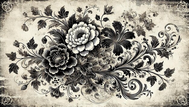 Photo black white flowers vintage