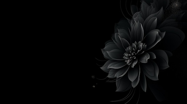 Black and white flowers with a black background