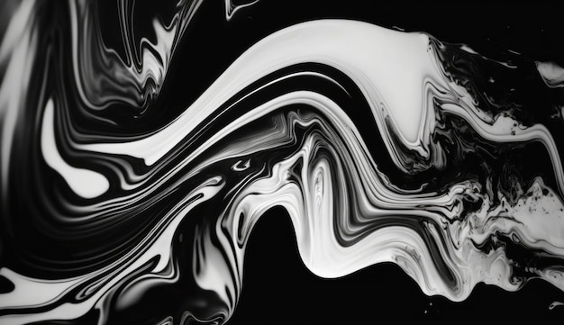 Black and white flowing liquid Generative Ai