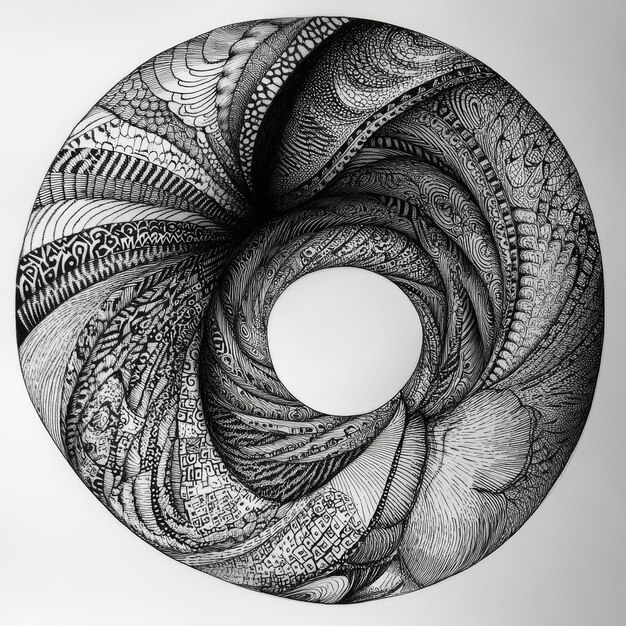 Photo black and white fractal spiral digital artwork for creative graphic design