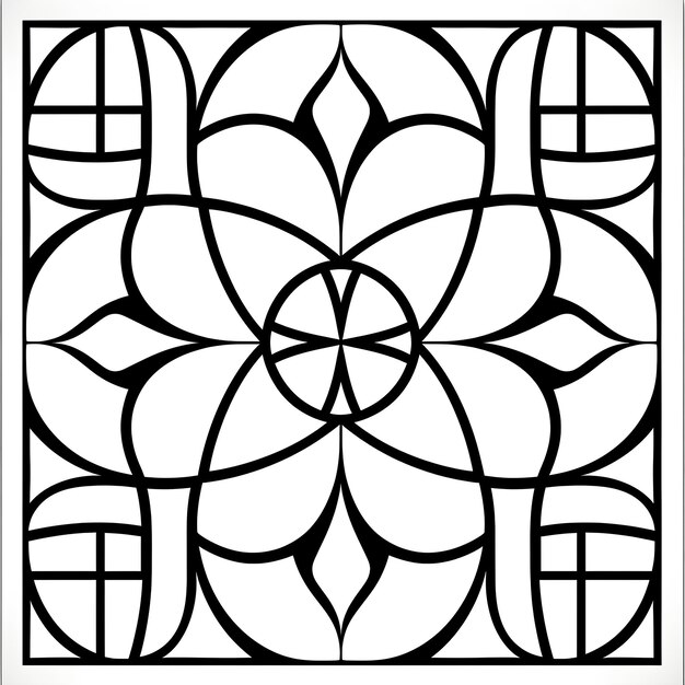 Black and White Full Page Pattern Coloring Page for Kids