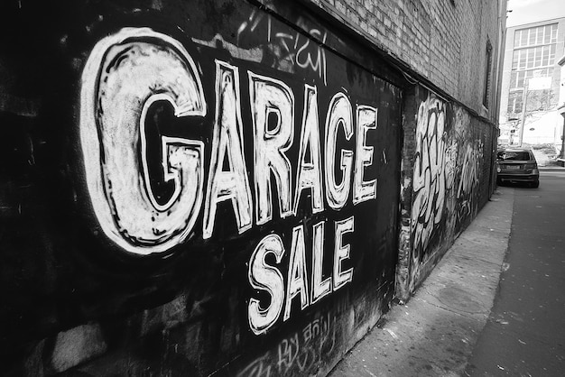 Photo black and white graffiti fonts with the word sale