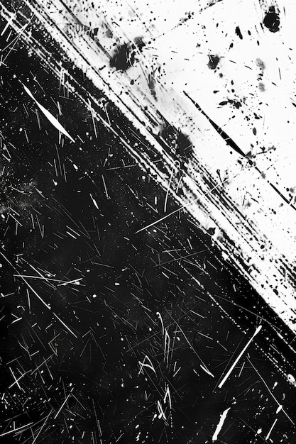 Black and White Grunge Texture with Scratches and Splatters