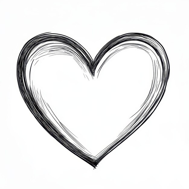 Photo a black and white heart with a black line drawn on it