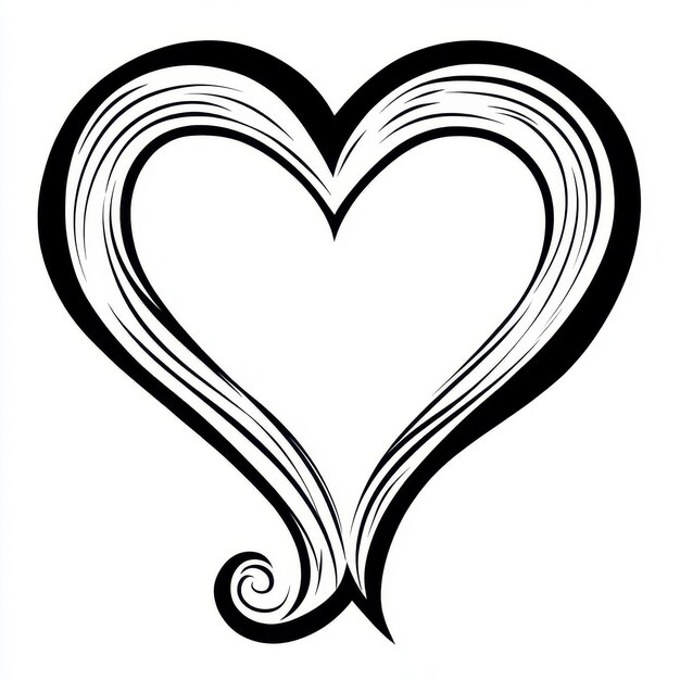 Photo a black and white heart with a swirl in the middle