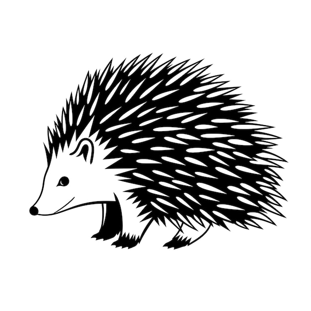 Black and White Hedgehog Illustration