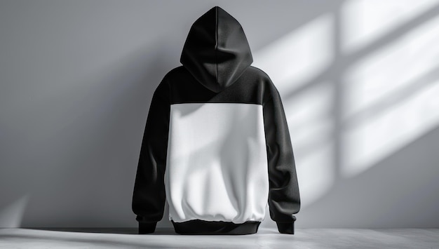 Photo black and white hoodie mockup with light and shadow